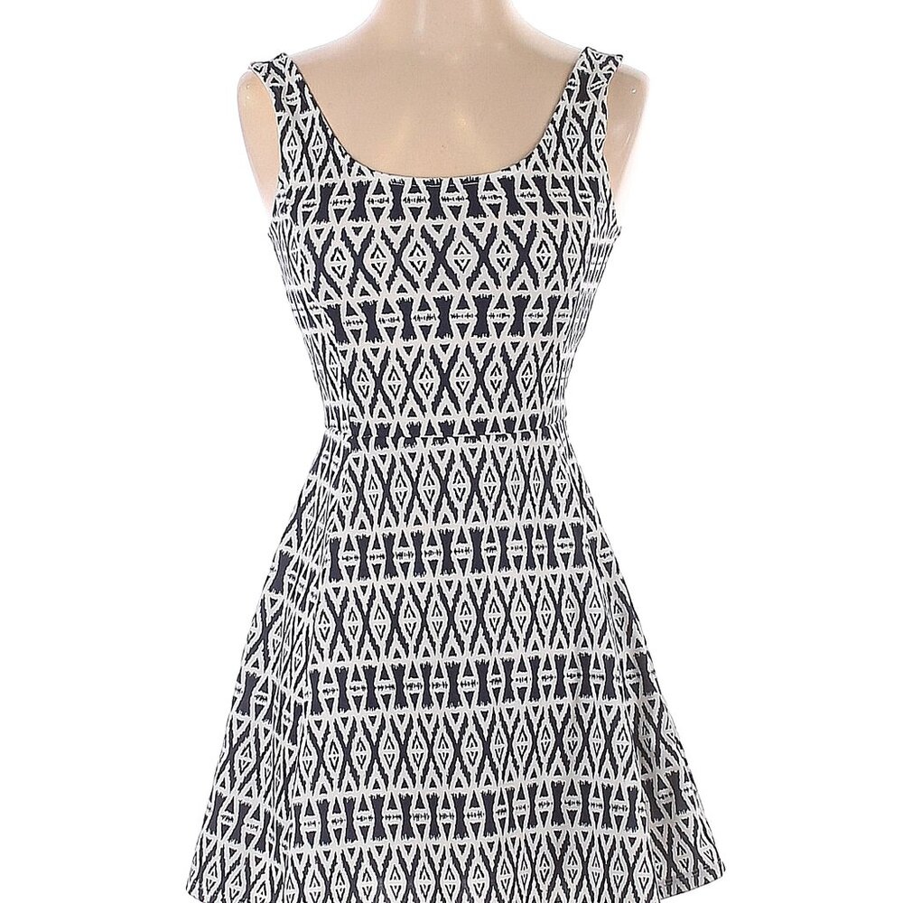 H&M Blue & White Skater Dress - Size 2